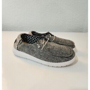 Hey Dude Girls Wendy Chambray Onyx Slip On Shoes 130124203 Size Y3-L4 Used
